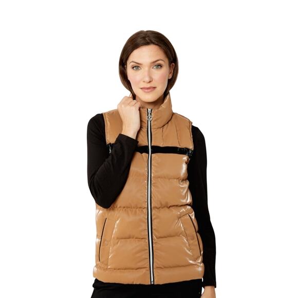 Dolcezza Sleeveless Puffer Vest XL Brown Jacket Layer - Picture 3 of 10